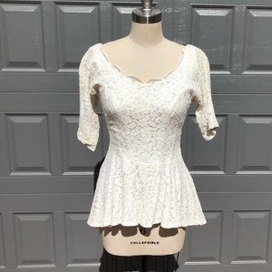 Vintage White Lace Peplum Top